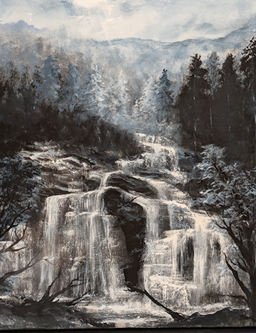 Painting of waterfall